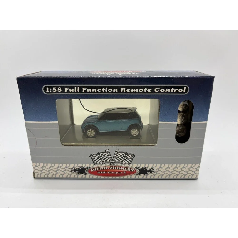 Micro-Zoomers Mini Cooper Toy Car 1:58 Full Function Remote Control Blue Age 8+